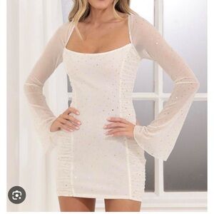 Sarai richer gold dot dress in white